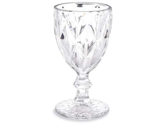 Goblet in worked transparent glass