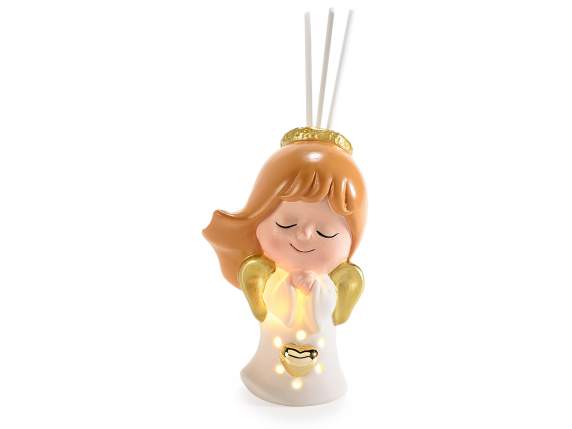Porcelain angel with golden details w-light and perfume stic