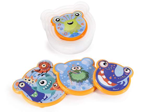 Set of 4 Mostriciattoli polypropylene snack containers