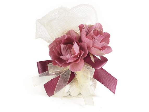 Artificial rose in antique pink fabric