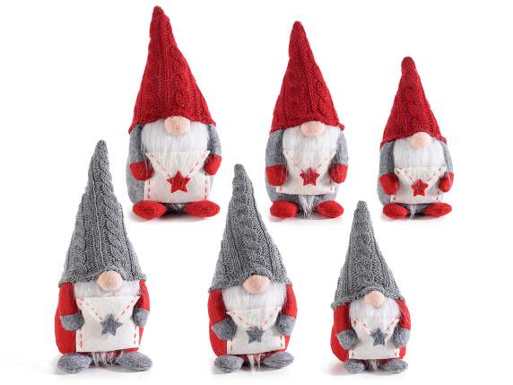 Set 3 Santa Claus in fabric with letter in fabric