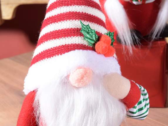 Santa-Mother Christmas in fabric with gift box to support