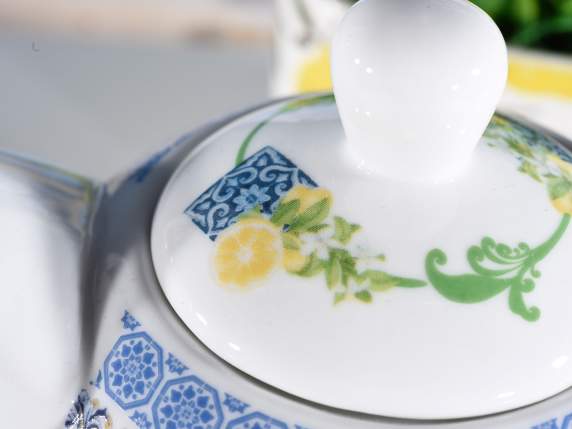 Mediterranean Citrus porcelain cup and teapot set