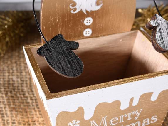Wooden container with Christmas characters, moldable arms