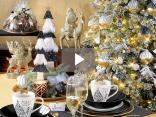 A gold and black Christmas dinner