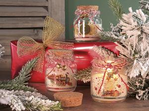 Christmas candles in a jar