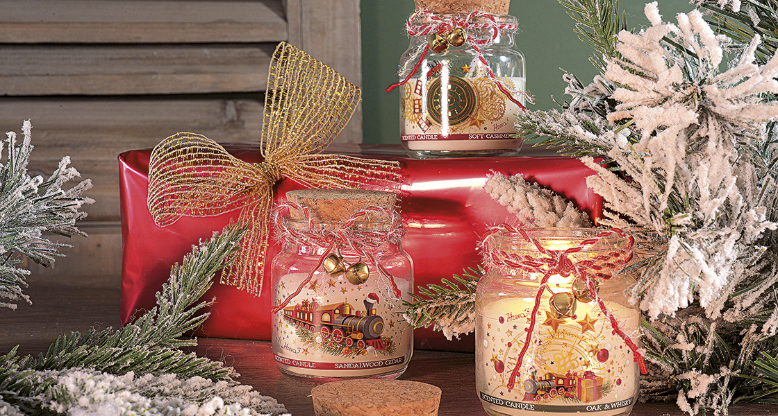 Christmas candles in a jar