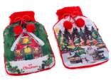 1.5 L hot water bottle with eco-fur lining and pompom