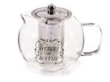 1L food-grade glass teapot with steel filter and lid
