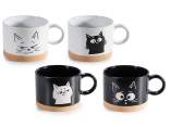 300ml ceramic mug with handle and engraved cat