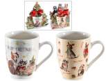 300ml porcelain mug with Christmas cat and dog decoration