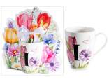 300ml porcelain mug with floral print and letter I