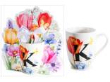 300ml porcelain mug with floral print and letter K