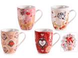 350ml porcelain mug with heart and cupid decorations