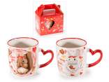 350ml porcelain mug with little animals and heart-shaped han