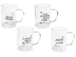 400 ml glass mug with handle and writing
