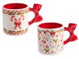 400ml Ceramic Christmas Mug with Bow Handle