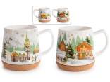 500ml porcelain Christmas mug with cork base