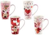 500ml porcelain mug with animal and heart print