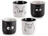 80ml porcelain coffee cup with engraved cat