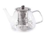 850ml decorated glass teapot with filter and steel lid