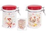 Airtight ceramic food jar with chickens