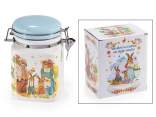 Airtight ceramic food jar with rabbit decorations
