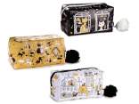 Astuccio beauty in similpelle gatti con zip e pompon