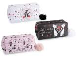 Astuccio beauty in similpelle gatti con zip e pompon