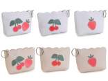 Astuccio portamonete in similpelle colorato con frutti rossi