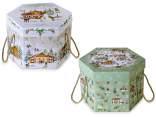 Boîte à panettone hexagonale en papier avec poignées
