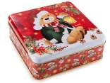 Boîte carrée en métal avec imprimé de Noël