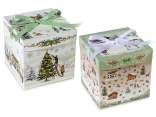 Boîte de Noël en papier avec couvercle et nœud