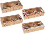 Boîte de Noël en papier kraft avec fenêtre, cordon et tag