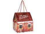 Boîte en carton en forme de maison de Noël avec poignées