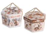 Boîte en papier hexagonale pour panettone avec poignées