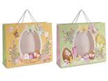 Bolsa Pascua papel horizontal con asas, ventana y etiqueta