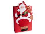 Bolsa/sobre de papel con asas y Papá Noel en 3D