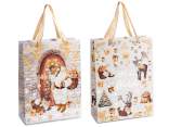 Bolsa/sobre de papel navideño mediano con asas de satén.