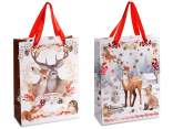 Bolsa/sobre de papel navideño mediano con asas de satén.