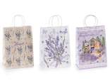 Bolsa/sobre grande de papel con asas y decoración de lavanda