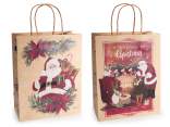 Bolsa/sobre mediano de papel kraft con asas decoradas con mo