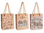 Bolsa/sobre pequeño de papel kraft navideño con asas