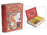 Book-shaped metal food box with Christmas decorations