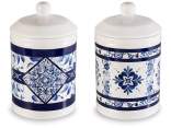 Borcan alimentar din ceramică de maiolica albastră
