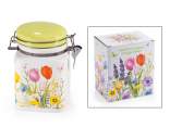 Borcan ceramic etanș cu decorațiuni florale