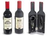 Bottiglia con 3 accessori da sommelier per il vino