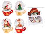 Boule à neige avec personnage de Noël et socle en résine