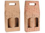 Box for 2 bottles with glossy print, handle and windows