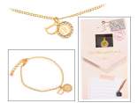 Bracciale metallo doppio pendente con strass e lettera - D